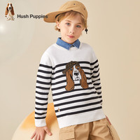 暇步士（Hush Puppies）童装儿童男女中性大童秋季柔软舒适时尚百搭线衣 本白C 120cm