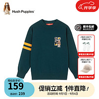 暇步士（Hush Puppies）童装儿童男女中性大童秋季柔软舒适时尚百搭线衣 幻夜绿F 120cm