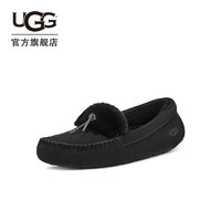 UGG 女士时尚舒适平底圆头溢毛边饰休闲便鞋乐福鞋 1166754 黑色 36