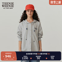 Teenie Weenie小熊女装连帽美式卫衣女2024早秋女开衫卫衣外套 灰色 170/L