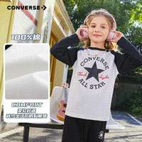 Converse匡威童装男童长袖t恤春秋女童秋装上衣纯棉T恤 正黑色 110/52（4）