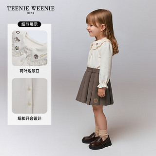 Teenie Weenie Kids小熊童装24秋女宝宝甜美娃娃领荷叶边衬衫 象牙白 100cm