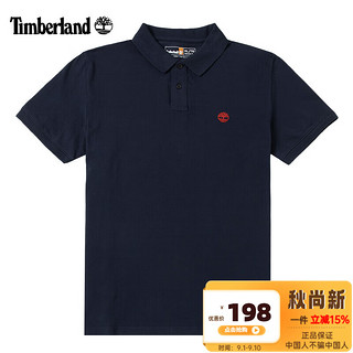 Timberland 短袖男士夏季新款户外运动翻领T恤纯棉宽松商务POLO衫 蓝色/A2EPM433 M/175