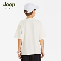 Jeep吉普儿童短袖T恤薄款棉质吸汗透气男童女童中小短袖上衣 米白 175cm