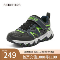 斯凯奇(Skechers)岚霖系列时尚魔术贴男童中大童透气406390L 海军蓝色/柠檬色/NVLM
