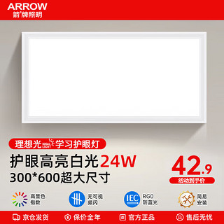 ARROW 箭牌卫浴 箭牌照明 厨房灯集成吊顶LED浴灯铝扣板平板灯方灯卫生间300*600 烤漆白-300*600-24W