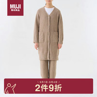 無印良品 MUJI(無印良品 )女式 发热毛毛纱 家居长开衫 家居服睡衣 灰棕色 S~M