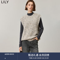 丽丽 LILY2024秋新款女装设计感圆领无袖叠穿通勤款百搭针织衫马甲背心 501灰色