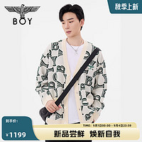 BOY LONDON24男女同款外套经典logo印花学院风针织开衫N64005 米白色 XS