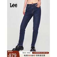 李 Lee商场同款24早秋新品413高腰小直脚中深蓝女牛仔裤LWB100413100 中深蓝色 2