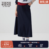 Teenie Weenie小熊2024年早秋卫衣半身长裙休闲时髦A字裙女士 藏青色 160/S