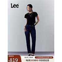 Lee24早秋美颜牛仔422标准中腰直脚深蓝色女牛仔裤潮 深蓝色 24