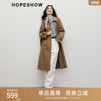 红袖英伦风长风衣秋季2024女装系带插肩翻领高级通勤休闲宽松外套 蜂蜜茶色039 S