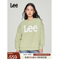 李 Lee24早秋宽松版圆领大Logo印花多色女长袖卫衣休闲 绿色 XS