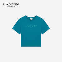 浪凡(LANVIN)2024秋季儿童套头LOGOT恤简约休闲上衣 蓝绿色 06A