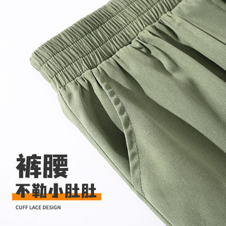LA CHAPELLE KIDS拉夏贝尔男童裤子春秋款工装裤薄款潮流中大童帅气挺阔儿童运动裤 纯色军绿 160cm