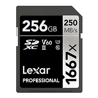 Lexar 雷克沙 256GB 高速SD存储卡 V60内存卡读250MB/s 写120MB/s