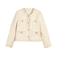 HEILAN HOME 海澜优选 法式精致毛边小香风短外套女24秋季新品小个子正肩上衣