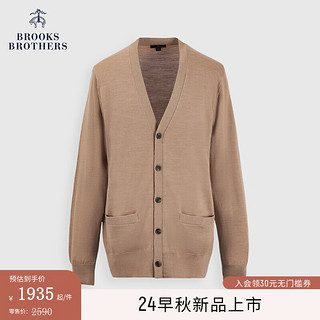 布克兄弟（BrooksBrothers）男士24早秋绵羊毛简约针织毛衣开衫 2004-卡其色 S