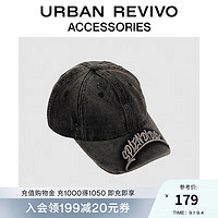 URBAN REVIVO2024秋冬女士街潮字母刺绣棒球帽UAYA40034 深灰 F