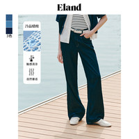 ELAND衣恋阔腿直筒牛仔裤女垂坠长裤子2024夏季新款