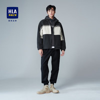 HLA海澜之家夹克男立领保暖厚实色块仿羊羔毛外套男HWJAD4U172A 深灰镶拼H2 180/96A XL151~164斤