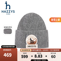 哈吉斯（HAZZYS）品牌童装男女童帽子2024秋季保暖弹力时尚休闲防风绵柔线织帽 中花灰 054