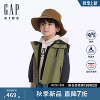 Gap【大小童同款】男童2024秋季三合一防风防泼水抓绒外套642695 绿色 170cm(16-17岁) 亚洲尺码