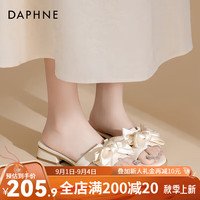 达芙妮（DAPHNE）达芙妮达芙妮凉鞋女百搭鞋子平底一字拖日常蝴蝶结新款软底LP2