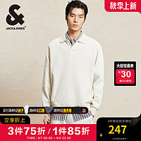 杰克·琼斯（JACK&JONES）男装秋季时尚百搭舒适字母静奢风宽松拼色polo领卫衣男套头衫 A62 银绿色 175/96A/M