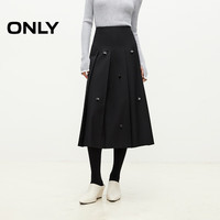 ONLY2024秋季新款时尚潮流显瘦中长款高腰百褶裙半身裙女|124316009