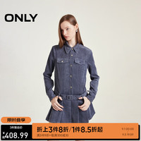 ONLY2024秋季新款工装风翻领百褶短裙衬衫连衣裙女|124307032