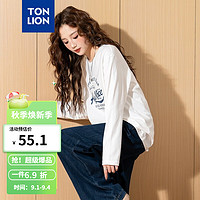 唐狮 TONLION2024秋季新款长袖T恤女印花文字显瘦内搭长袖圆领上衣女