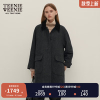 Teenie Weenie小熊2024秋季风衣式澳毛混纺长款毛呢大衣外套女 煤灰色 155/XS