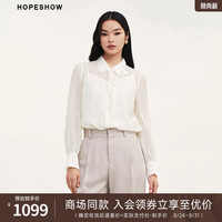 红袖商场同款小众简约通勤衬衫秋季2024新款女装蝴蝶刺绣翻领气质上衣 云朵白0A5