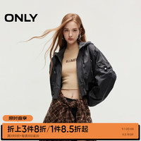 ONLY2024秋季新款街头风假两件螺纹拉链连帽外套女
