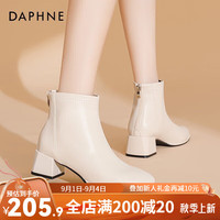 达芙妮(DAPHNE)达芙妮马丁靴女法式方头粗跟优雅气质女靴百搭JL 米色 39