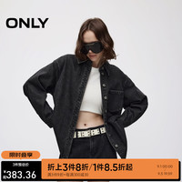 ONLY2024秋季新款时髦潮酷口袋翻领落肩宽松牛仔外套女