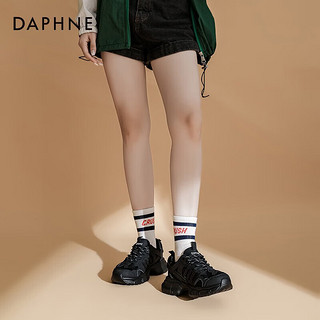 达芙妮（DAPHNE）达芙妮官方老爹鞋女2023秋季新款透气舒适百搭女鞋潮时尚休闲ZJ 黑色