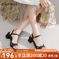 达芙妮（DAPHNE）凉鞋女夏季2024新高跟女鞋百搭一字带法式JL 黑色 39