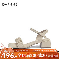 达芙妮（DAPHNE）凉鞋女夏季女鞋一字带时尚简约通勤ZJ 浅黄色 37