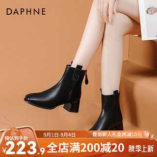 达芙妮（DAPHNE）达芙妮短靴靴子女2024春秋时尚英伦法式瘦瘦靴单靴JL 黑色 35