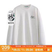 马克华菲【纯棉后背印花】24秋冬时尚花卉圆领长袖上衣男士卫衣 803白色 3XL