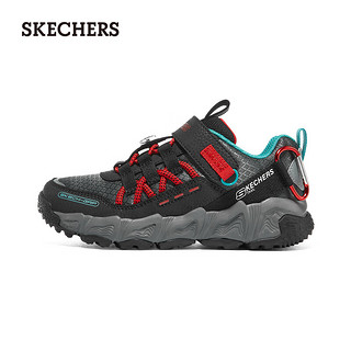 斯凯奇（Skechers）童鞋男春冬休闲鞋男大童撞色时尚网面406423LC 黑色/红色/BKRD 33.5码