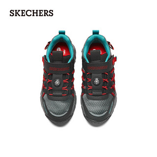 斯凯奇（Skechers）童鞋男春冬休闲鞋男大童撞色时尚网面406423LC 黑色/红色/BKRD 32码