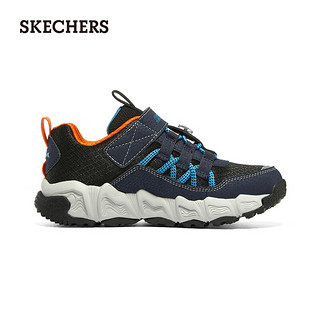 斯凯奇（Skechers）童鞋男春冬休闲鞋男大童撞色时尚网面406423LC 海军蓝色/橘色/NVOR 39.5码