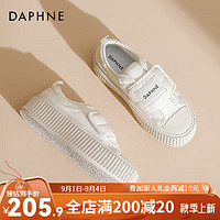 达芙妮（DAPHNE）达芙妮厚底小白鞋女2024春夏休闲帆布鞋丑萌饼干鞋魔术贴JL 米白色 36