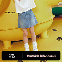 little MO&Co.REEBOK联名系列 little moco童装24秋装女童纯棉牛仔半身裙裤 牛仔蓝色 140/58