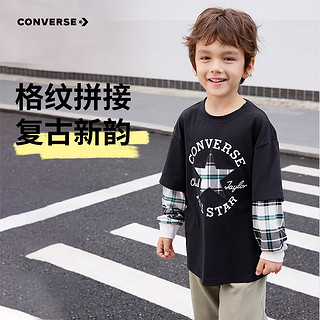 匡威（Converse）匡威儿童童装儿童长袖t恤2024秋季中大童假两件上衣t恤长袖 古典白 110/52（4）