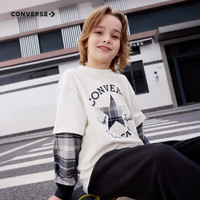 匡威（Converse）匡威儿童童装儿童长袖t恤2024秋季中大童假两件上衣t恤长袖 古典白 140/68（S）